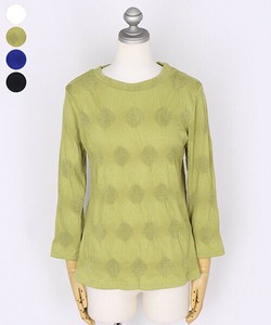 T-shirt Shirring Polka Dot Cut-and-sew 7/10 length [2025 NEW]