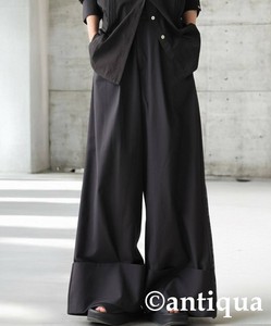 [antiqua] Cropped Pant Ladies fashion Pleated Wide Pants