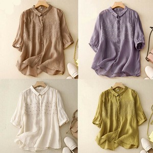 Button Shirt/Blouse Design Flower Cotton