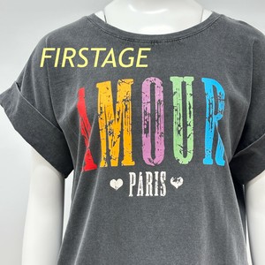 【イタリア製】FIRSTAGE AMOURカラフルロゴプリント  折り返し袖デザイン ヴィンテージTシャツ
