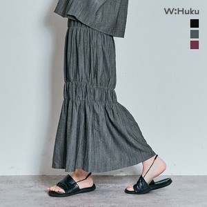 【シワになりにくい】スカート《シャーリングギャザーロングスカート 全3色》