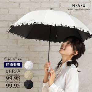 裾フリルショート傘47cm【・パラソル・雨傘・UPF50+・日傘・UV・紫外線】