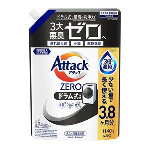 アタックZERO　ドラム式専用　つめかえ用　1140g 【洗濯用合成洗剤 Attack 濡れ戻り臭ゼロ】