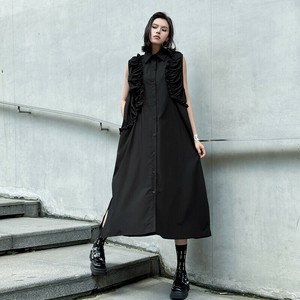 u28366トップス レディース ロングワンピース ゆったり ノースリーブ 2色 韓国風  2025夏新作