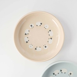 美浓烧 大餐盘/中餐盘 米色 圆形 羊 西式餐具 21cm 日本制造