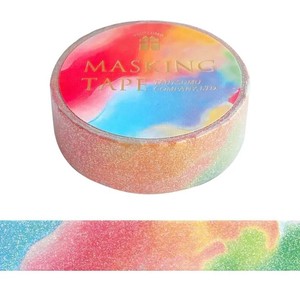 【包む】マスキングテープ  グリッター　マーブルアート  カラフル レインボー  15mm