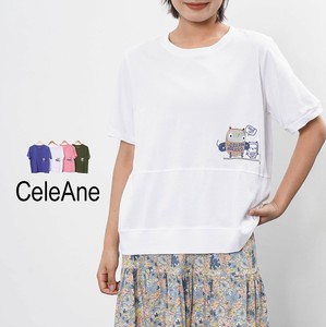 【新作】フクロウ刺繍デザインカットソー　コットンTシャツ　4色展開