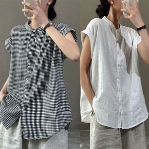Button Shirt/Blouse Collarless COLOR French Sleeve