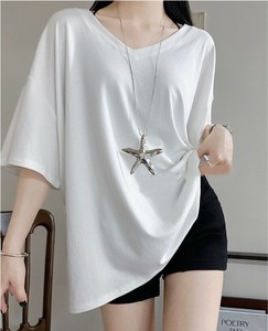 Tシャツ Vネック 半袖 夏 無地 ゆったり  快適 レディース ファッション   MBQ1722