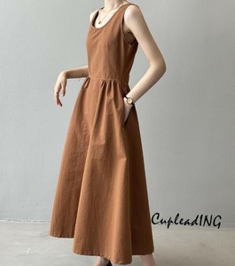 ◆◆大人気◆◆通勤する 無袖アートデザイン ウエストマークロングワンピース 夏