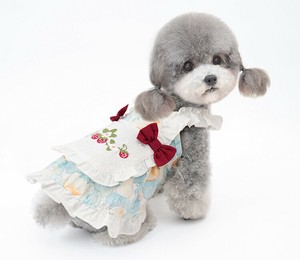 犬服 2色5サイズ ドッグウェア ペット服 リボン プリント