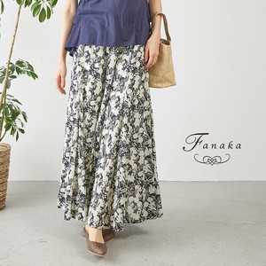 【Fanaka2025SS新作】モノトーンフラワープリントフレアスカート