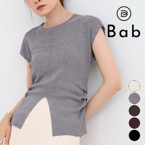 【予約販売】フロントスリット　サマーニットTシャツ◇さらっとした肌触り【7月31日頃出荷予定】