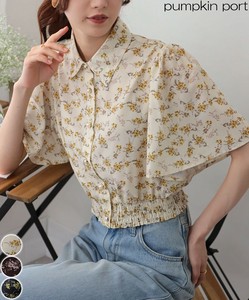 衬衫 下摆 新商品 2025年 抽褶 花卉图案 衬衫