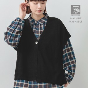 【2025新作】麻タッチニットVネックベスト　麻タッチニット