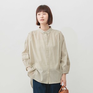 2025年新商品 衬衫 竖纹 衬衫 细褶
