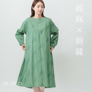 2025年新商品 洋装/连衣裙 植物 刺绣 洋装/连衣裙 棉麻