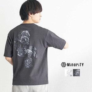 [MinoriTY] T-shirt Crew Neck Flower Print T-Shirt Floral Pattern Short Sleeve