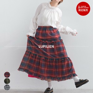 【SD限定販売】先染めチェック シングルガーゼ ティアード スカート【2025年秋冬新作】