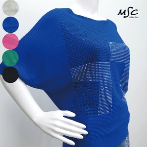 Sweater/Knitwear Dolman Sleeve Boat Neck T-Shirt Rhinestone