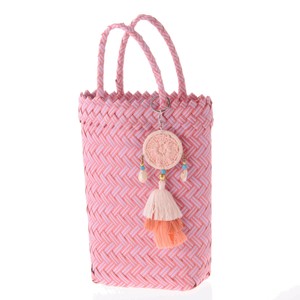 ★めちゃ軽＆丈夫！！人気のエコバッグ★　プラかごバッグ ミニ long/ pink x pink
