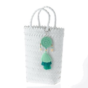 ★めちゃ軽＆丈夫！！人気のエコバッグ★　プラかごバッグ ミニ long/ ホワイト x green