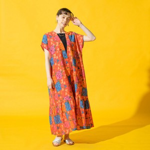 Casual Dress Flower Print Ruffle Dress Rayon Cotton