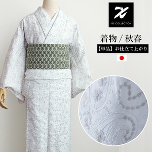 和服/浴衣 刺绣 女士 佩斯利 单品 高质感 麻 和服 白色 日本制造