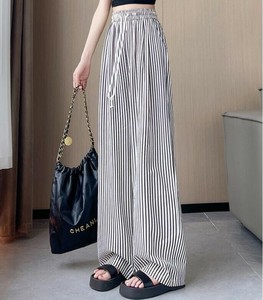 ワイドパンツ ストライプ 夏 無地 快適 ゆったり  レディース ファッション MBQ1769
