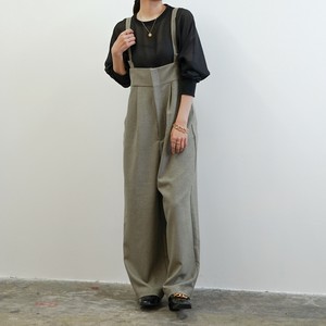 【人気商品 即納】2wayツィードサロペット（モカ・ブラック）パンツ　ゆったり　秋冬　オケージョン