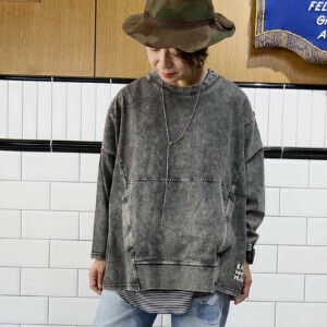 ピグメント加工ワイドポケット付きクルー（pigmented wide silhouette with pockets crew）2025SS