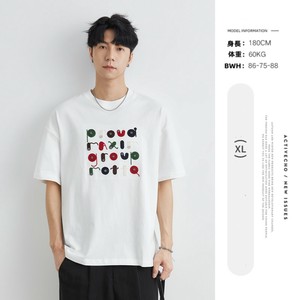 P22222 カジュアル 刺繍 メンズ 男 トップス 半袖 韓国風 Tシャツ  2025春夏新作 ラウンドネック