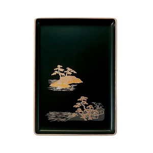 名刺盆 小 黒(フチ金) 蒔絵 山水 3901850232021