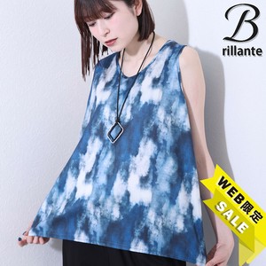 【SALE】水彩風プリントノースリーブトップス　サテン調タンクトップ 2025新作　BRILLANTE東京（197860）