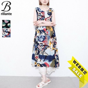 【SALE】【全2種】ノースリーブ綿ワンピース（カラフルドット/幾何学art）2025新作 （197439.197492）