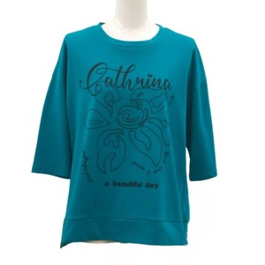 【2025新作】5色展開　ミセスTシャツ　ロゴ入り綿カットソー　大人カジュアル　コットン素材