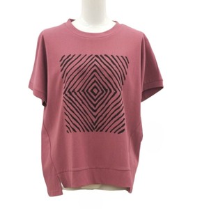 【2025新作】5色展開　ミセスTシャツ　スクエア柄　綿カットソー　大人カジュアル　コットン素材