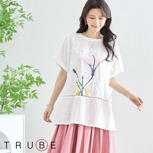 【2025新作】【再入荷】【L〜LL】レース＆フラワープリントチュニック(N12-321)(7号店）FM7