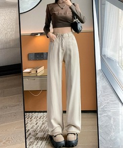 ルーズシルエット・ハイウエストワイドデニムパンツ レディース デニム