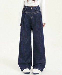 ベーシックハイウエストワイドデニムパンツ レディース ジーンズ ワイド オールシーズン