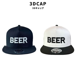 3D CAP キャップ 帽子 BEER ビール BK WH フリーサイズ 男女兼用 刺繍 アウトドア 日除け 暑さ対策