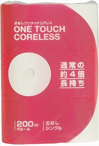ワンタッチコアレス200m　6Rシングル 【トイレットペーパー】