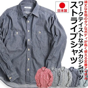 Button Shirt Stripe Men's Vintage Made in Japan