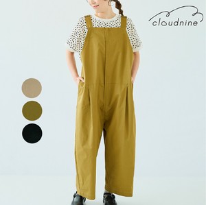 【2025 新作】綿ツイルオーバーオール ゆったり綿100 前ファスナー バイオ加工 ゆるっとシルエット