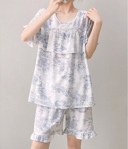 パジャマ 2点セット ラウンドネック  半袖 ショートパンツ 花柄 薄手 快適 レディース MBQ1816