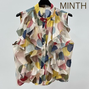 Button Shirt/Blouse Design Front Mint Sleeve Blouse Polka Dot Made in Italy