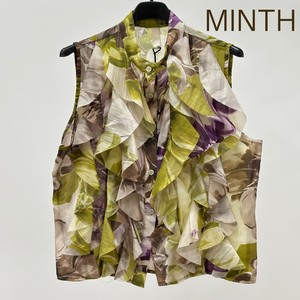 Button Shirt/Blouse Design Front Mint Floral Pattern Sleeve Blouse Made in Italy
