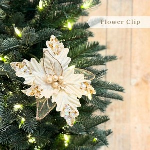 【予約販売：新商品】【2025年クリスマス】ホワイトフラワークリップ/クリップ付デコレーションフラワー