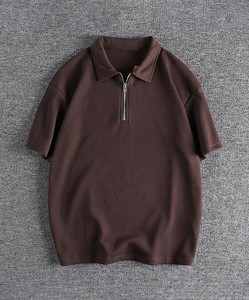【aimoha MEN】 プレミアムハーフジップカジュアルPolo メンズ 半袖 夏 ジップ