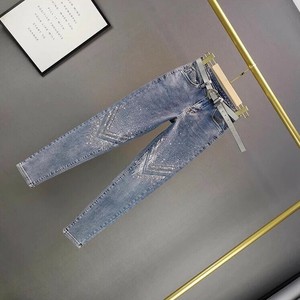 【現品50％オフ】EH2137s-S クロップドデニムパンツ ラインストーン カジュアル 春 夏